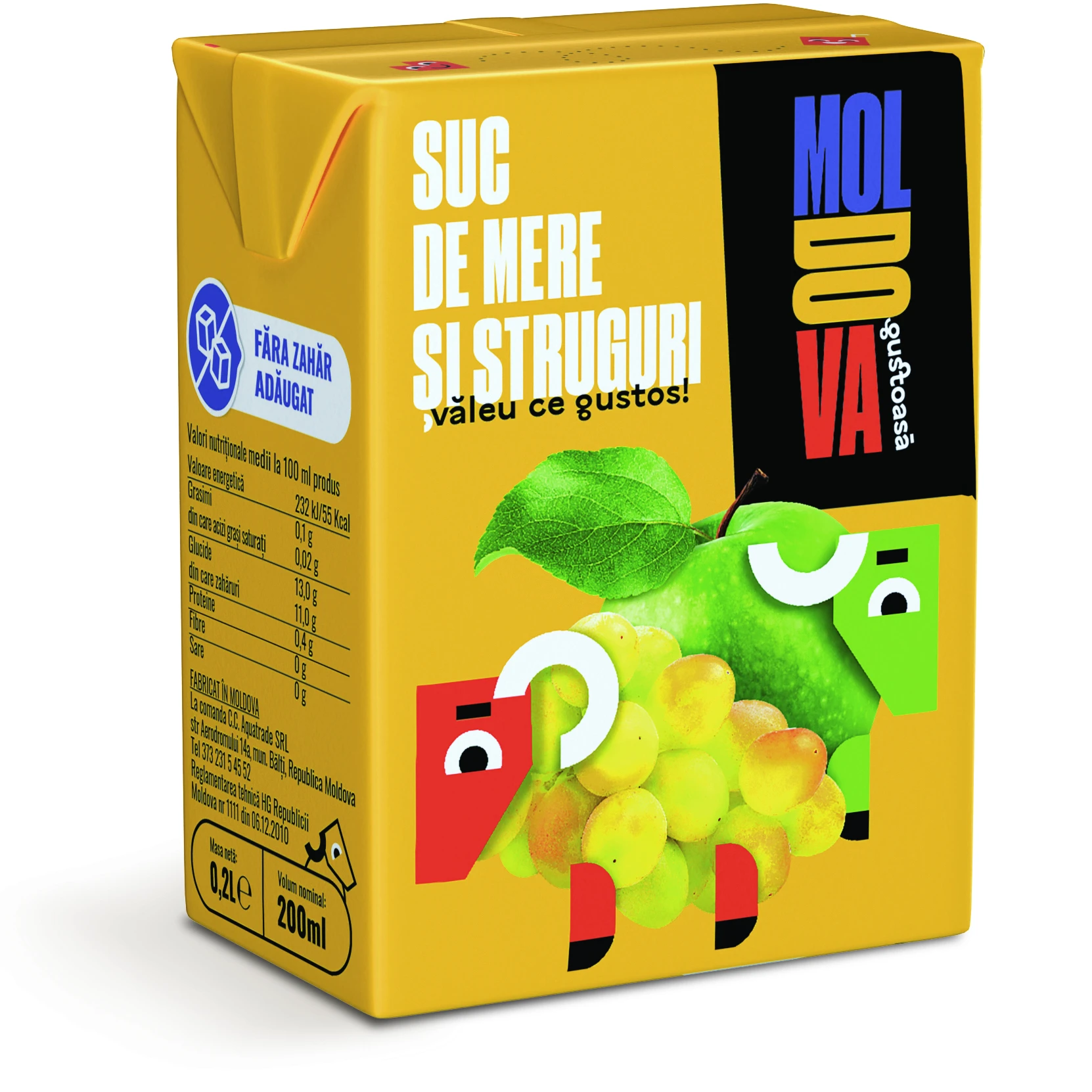Suc Moldova Gustoasă Măr și Struguri 0.2 L x 12 bucăți