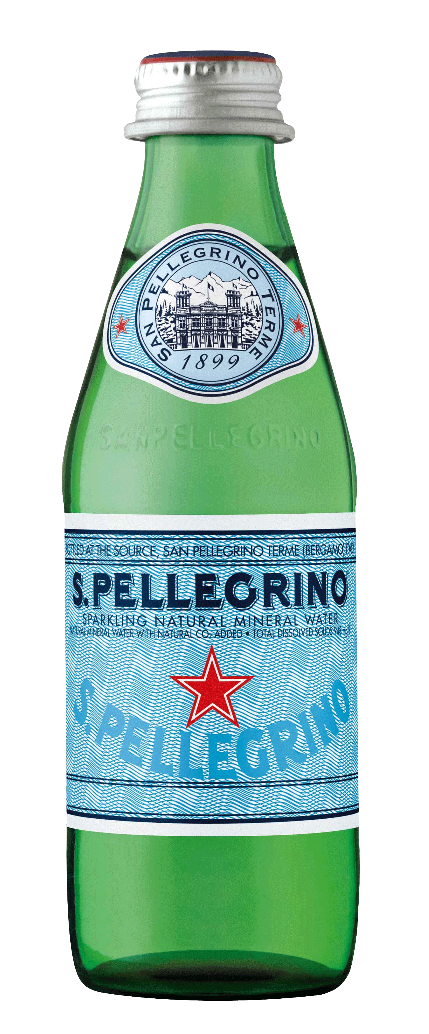 S.Pellegrino carbogazoasă 0.25 l, sticlă - apă minerală carbogazasă premium