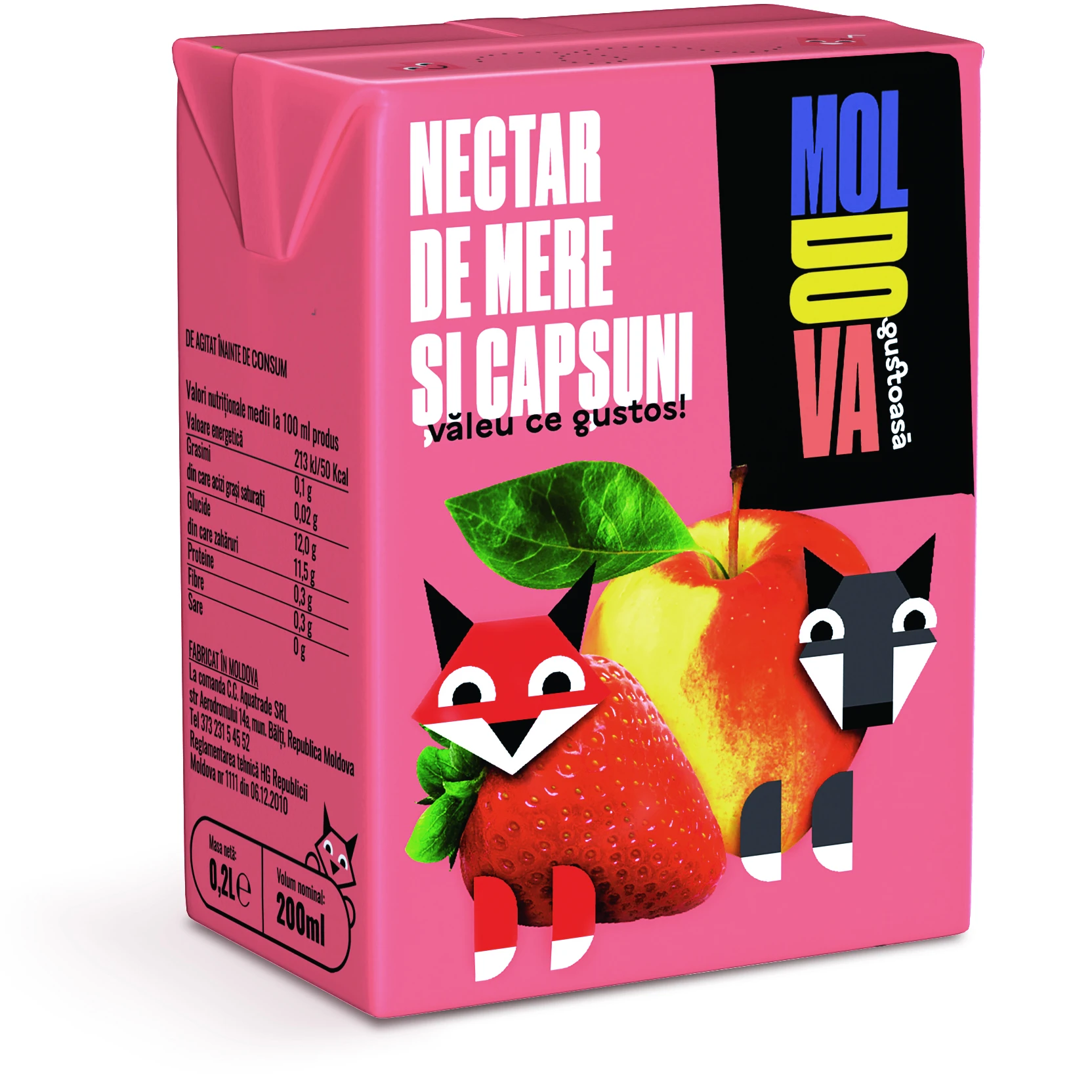 Nectar Moldova Gustoasă Măr și Căpșuni 0.2 L x 12 bucăți