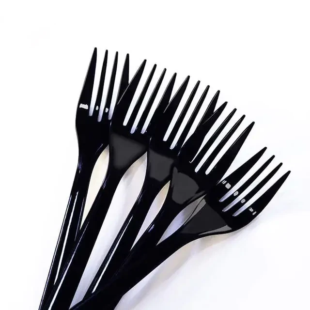 Furculiță biodegradabilă neagră, 50 de bucăți