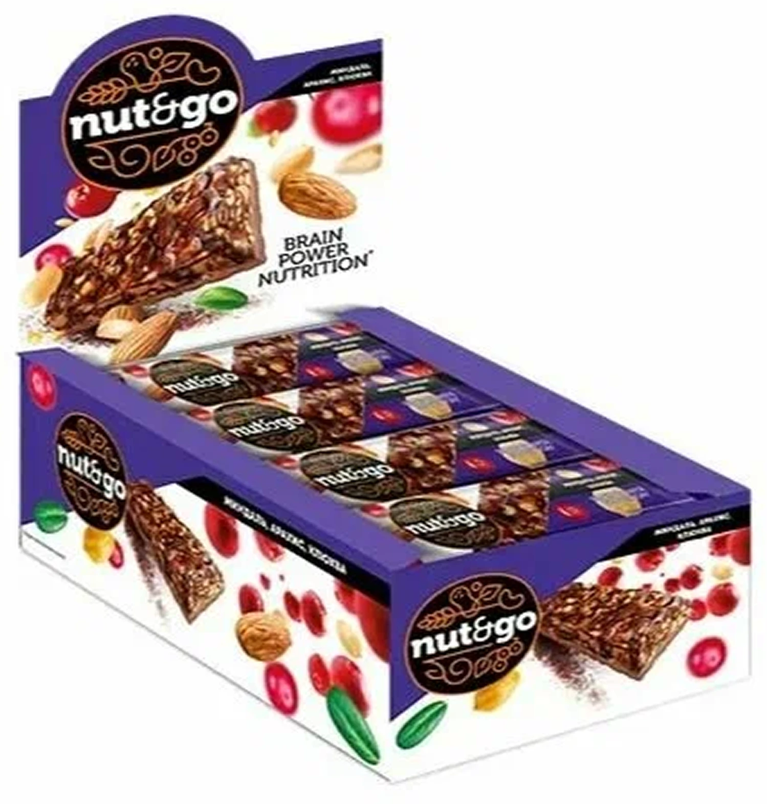 Batonașe Nut-N-Go Migdale-Arahide-Merișoare 50 g 18 buc