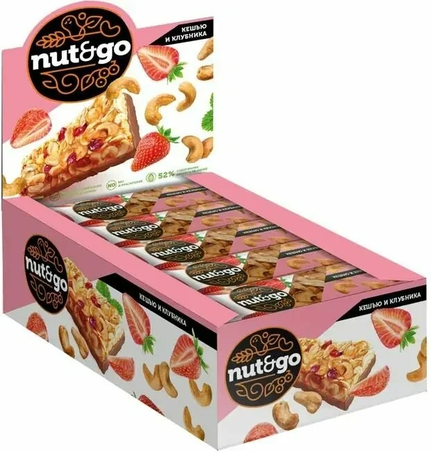 Batonașe Nut-N-Go Caju-Capșună 36 g 18 buc