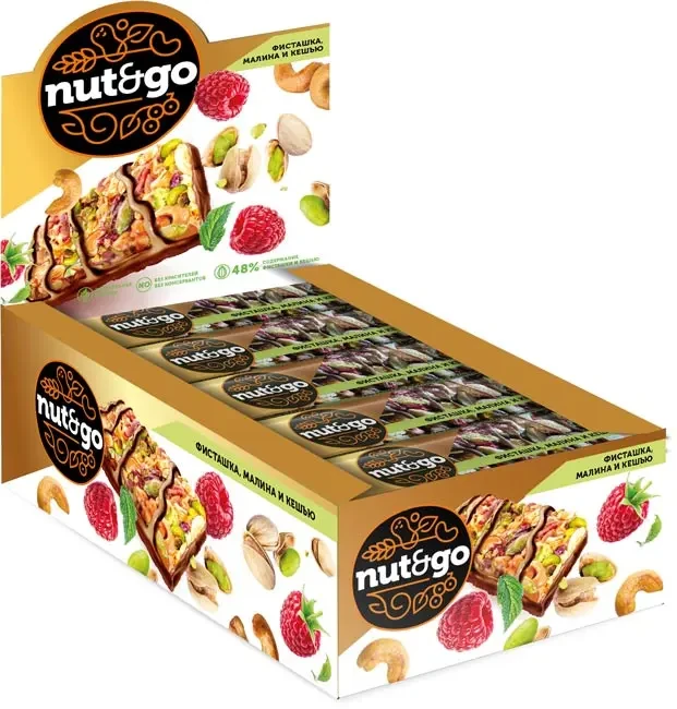Batonase Nut-N-Go fistic, caju, zmeura 28 g (24 buc)